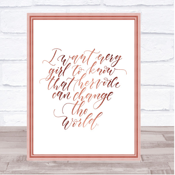 Every Girl Quote Print Poster Rose Gold Wall Art